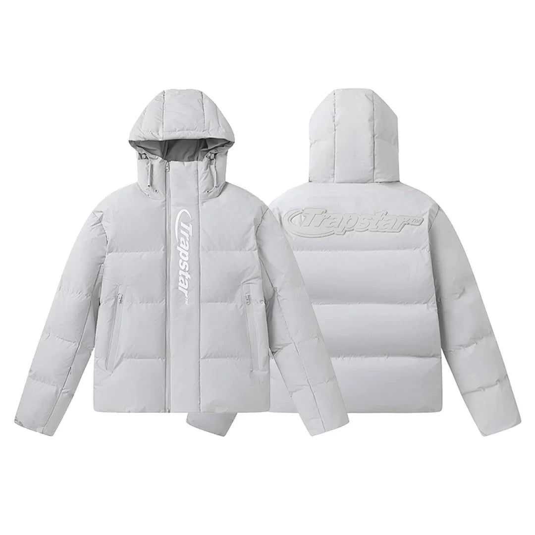 Trapstar Embossed Arch Logo Puffer Jacket - Light Grey