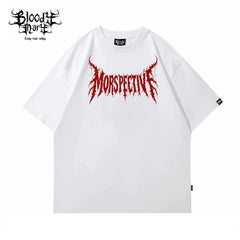 American street retro floral font short sleeved loose cotton heavyweight niche hip-hop tattoo artist trendy T-shirt