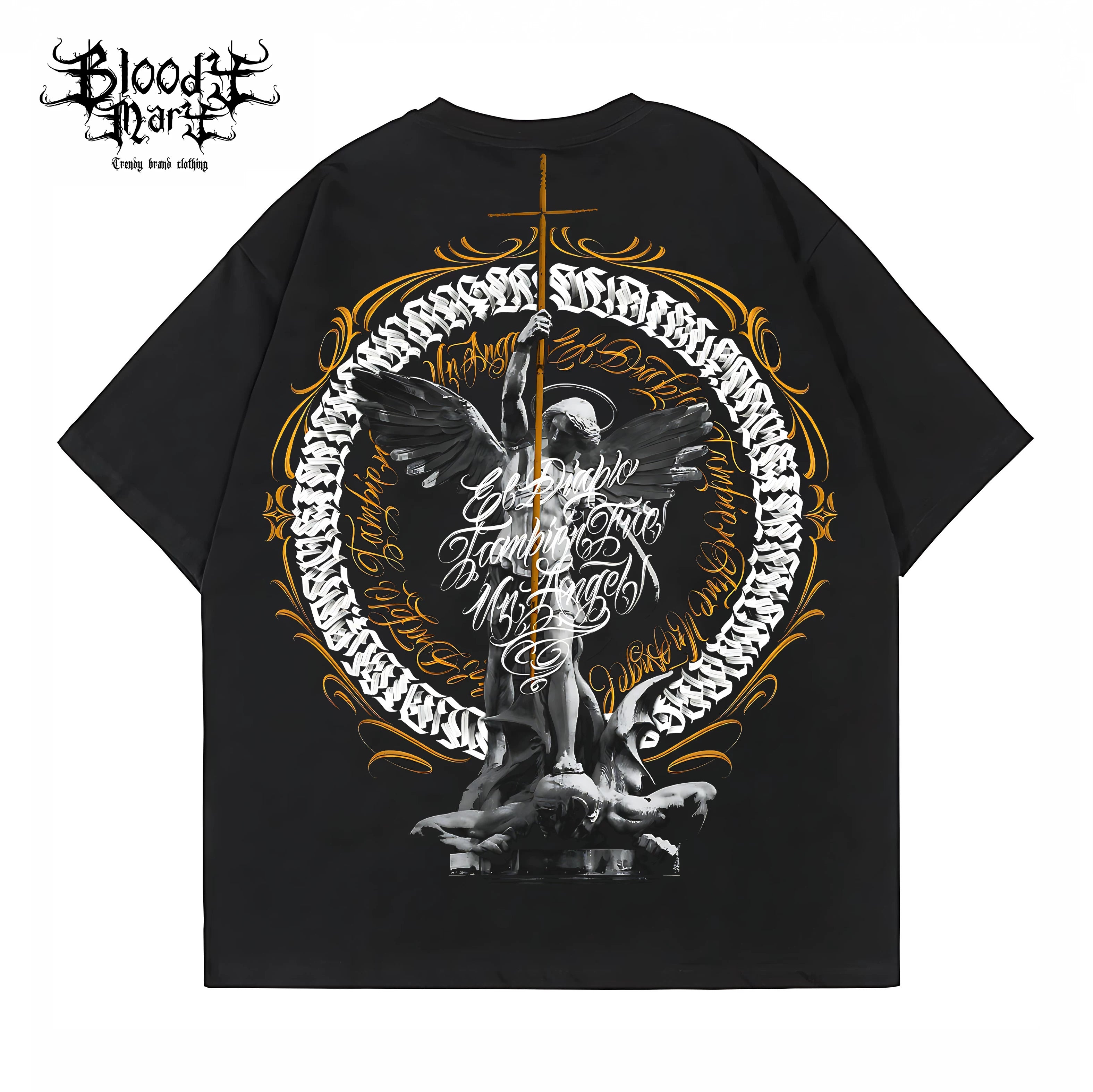 American street retro floral characters Chicano loose cotton heavyweight niche hip-hop tattoo artist trendy T-shirt