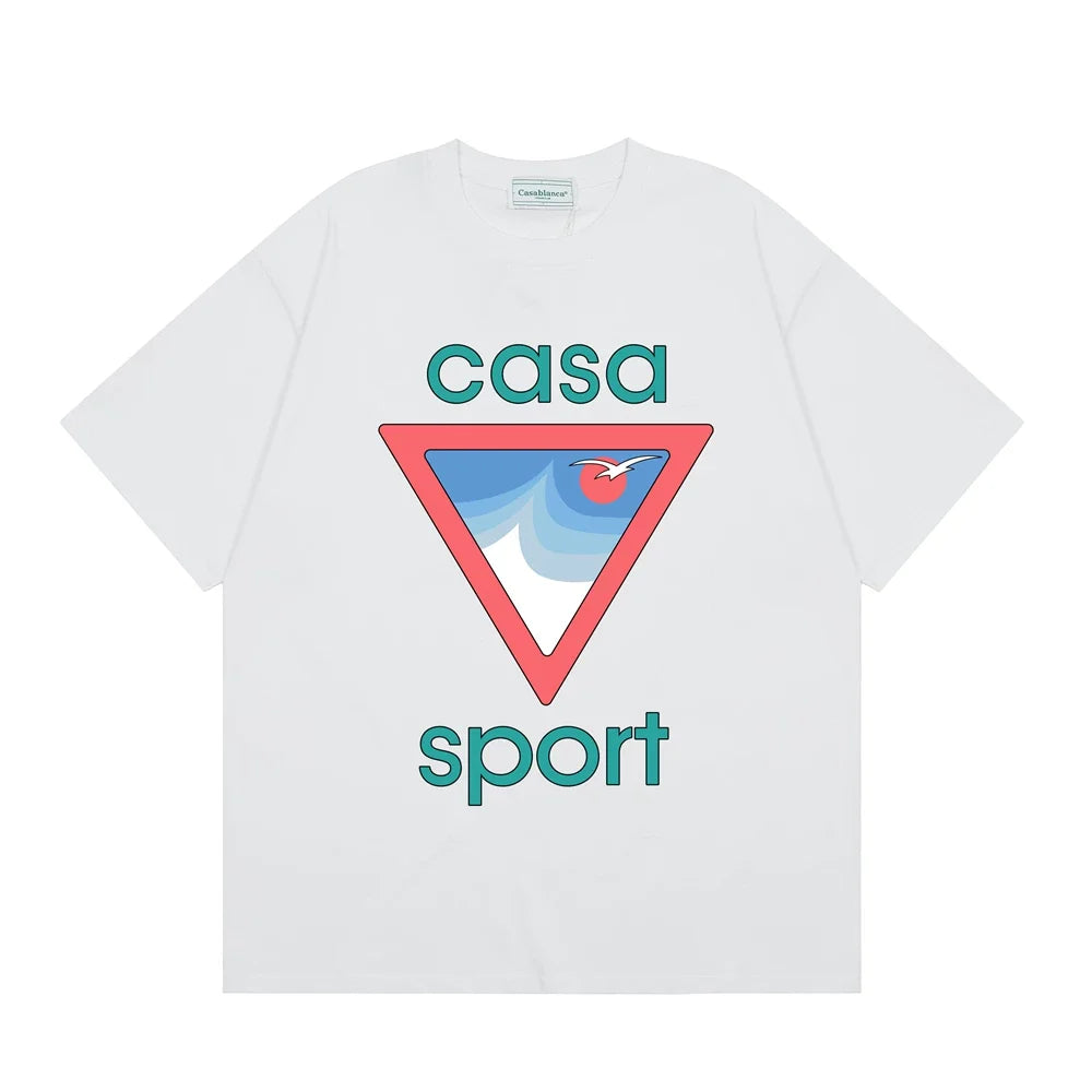 Casablanca Sport Red Triangle Horizon T-Shirt - White
