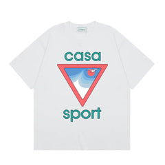 Casablanca Sport Red Triangle Horizon T-Shirt - White