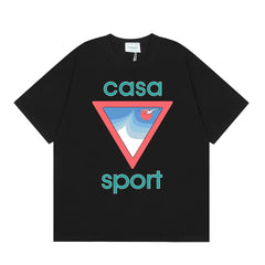 Casablanca Sport Red Triangle Horizon T-Shirt - Black
