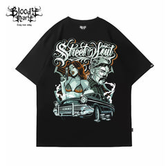 Original Trendy American Street West Coast Clown Short Sleeve T-shirt for Men and Women Loose Cotton Heavy Weight Chicano T-shirt