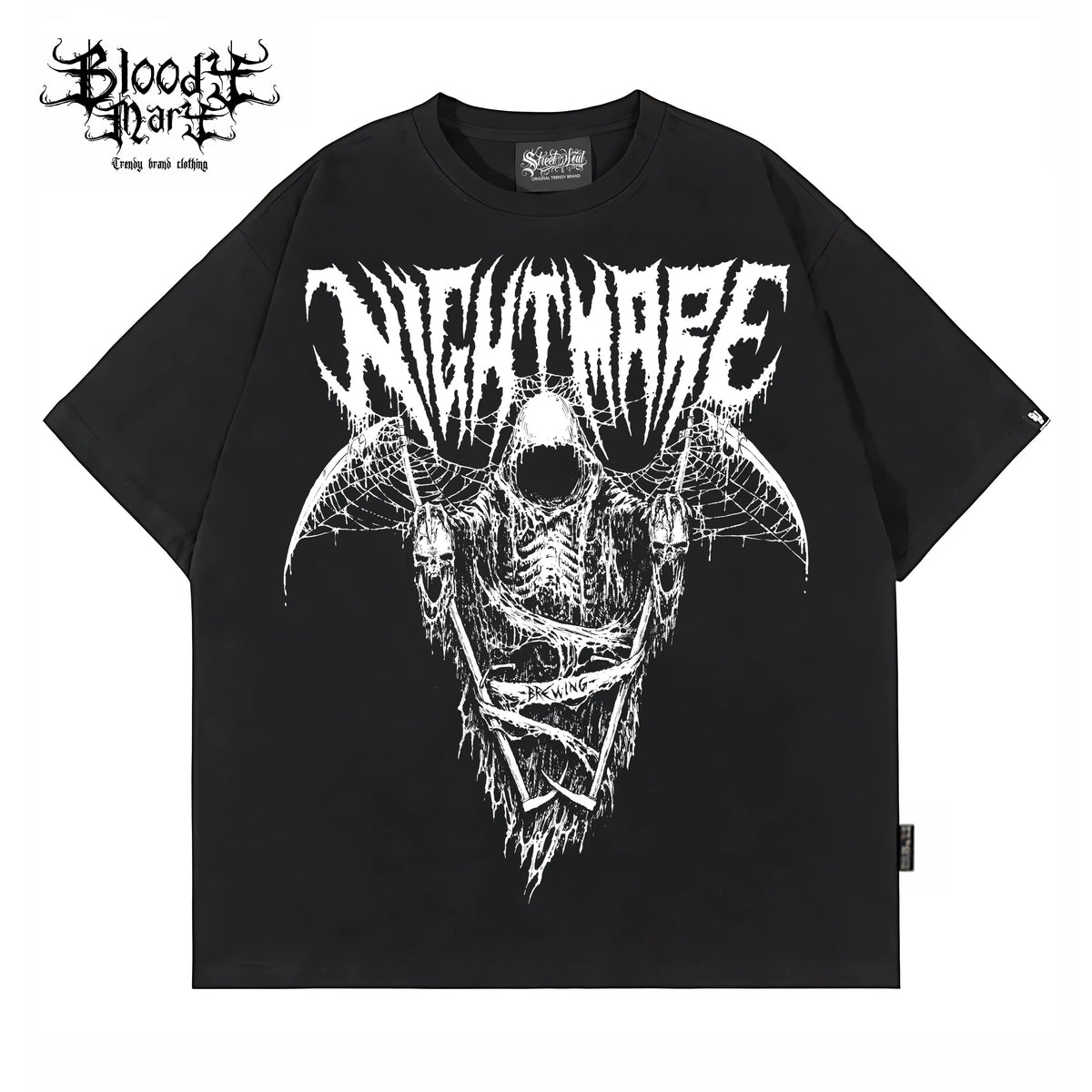 Original American Chicano Flower Font Heavy Cotton Skull Hip Hop Tattoo Artist Trendy Brand Round Neck West Coast T-shirt