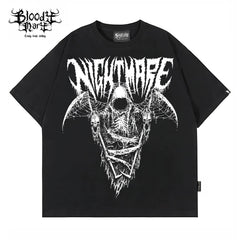 Original American Chicano Flower Font Heavy Cotton Skull Hip Hop Tattoo Artist Trendy Brand Round Neck West Coast T-shirt