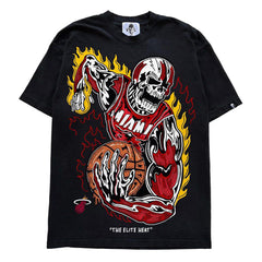 Warren Lotas Miami Flame Skull Basketball T-Shirt - Black
