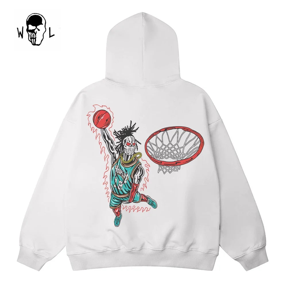 Warren Lotas Flame Dunk Skull Hoodie - White
