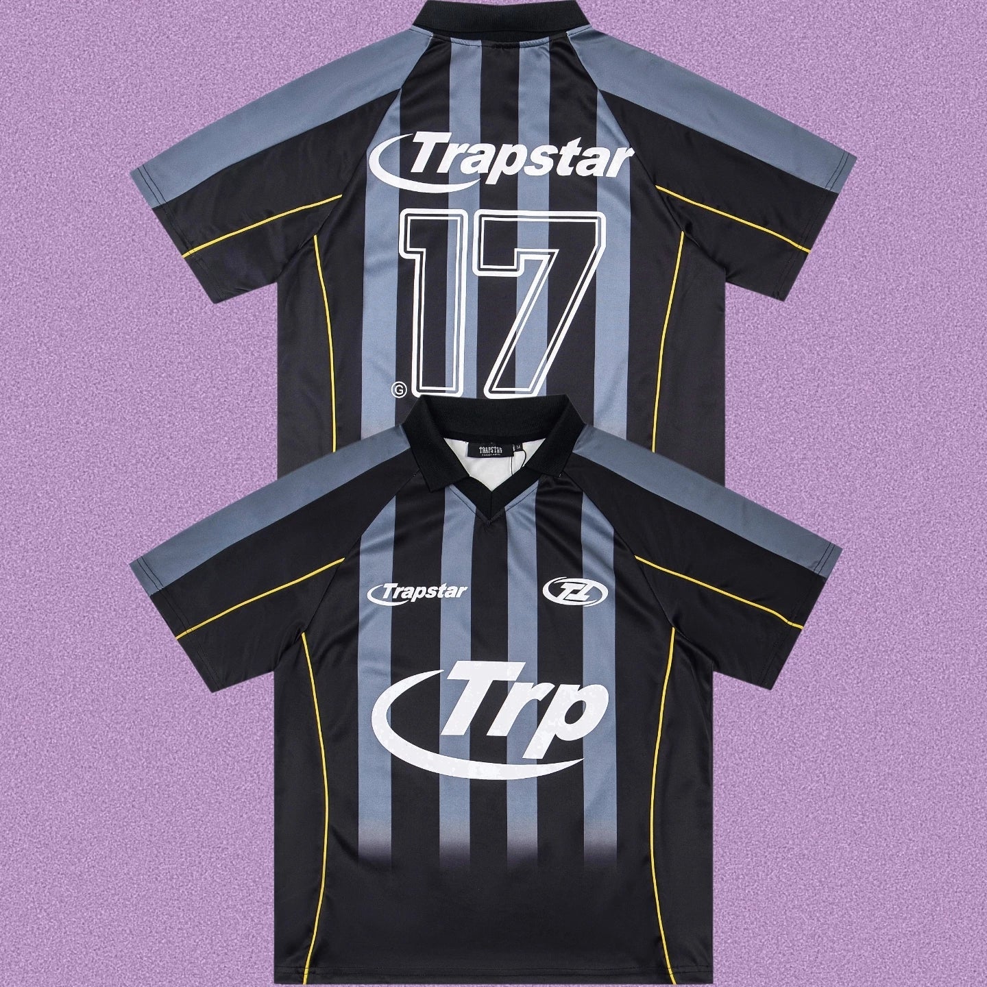 Trapstar Vertical Stripe Football Jersey - Black/Charcoal