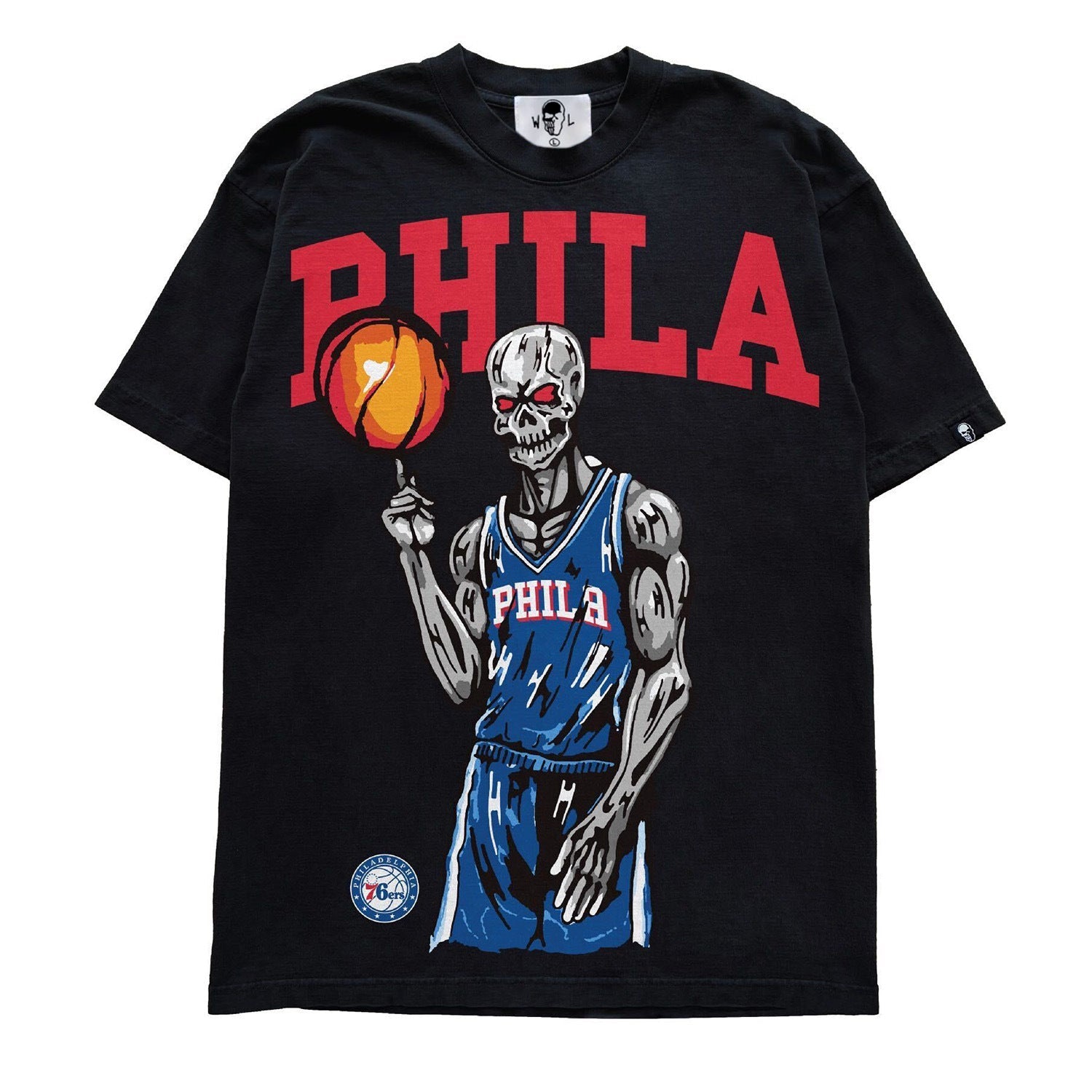 Warren Lotas Philadelphia Basketball Skull T-Shirt - Black