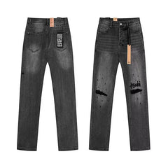 Ksubi Heavy Distressed & Paint Splatter Denim - Washed Black