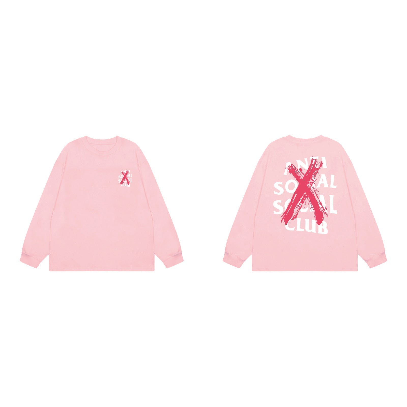 Anti Social Social Club X-Cross Red Logo Long Sleeve T-Shirt - Pink