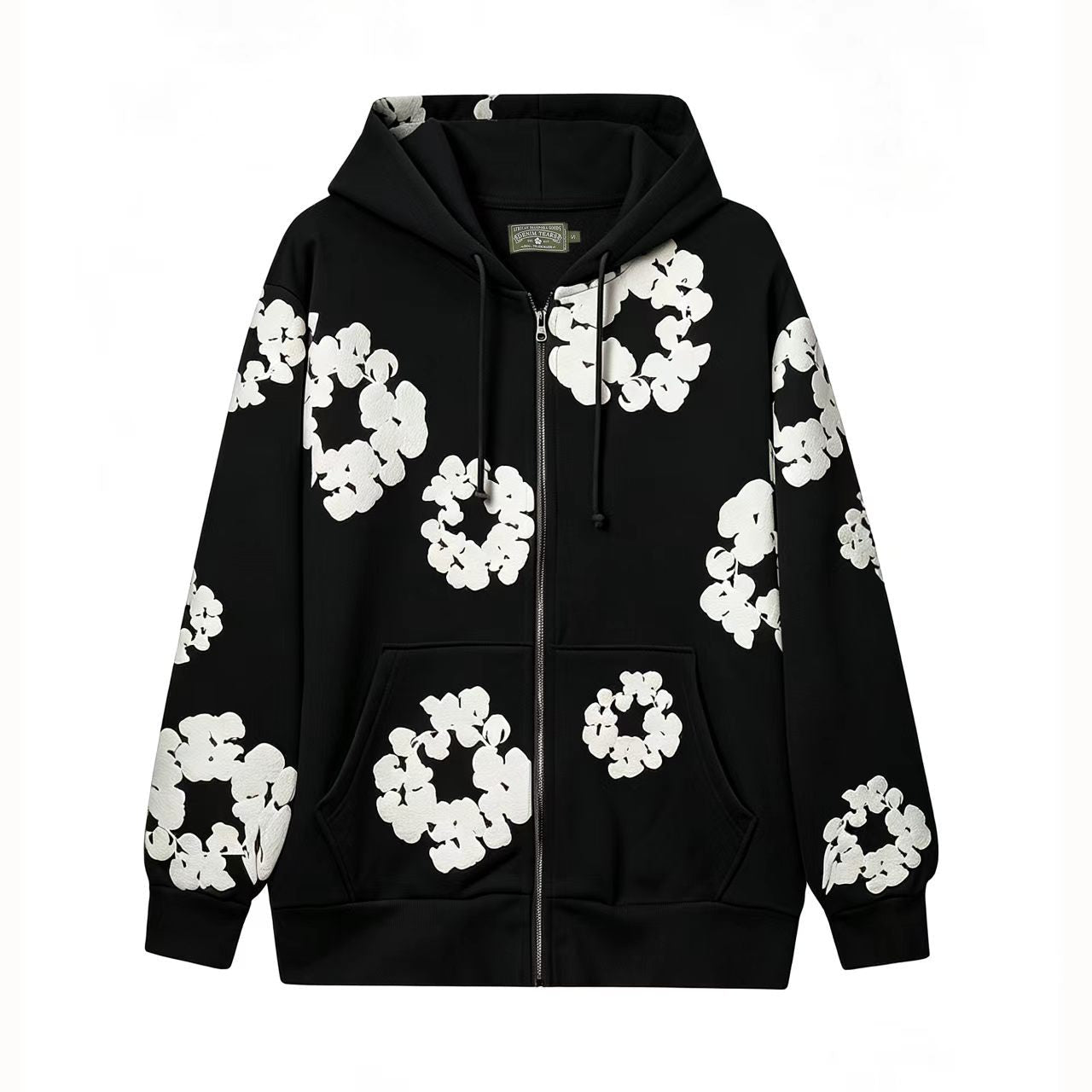 Denim Tears Cotton Wreath Full Zip-Up Hoodie - Black