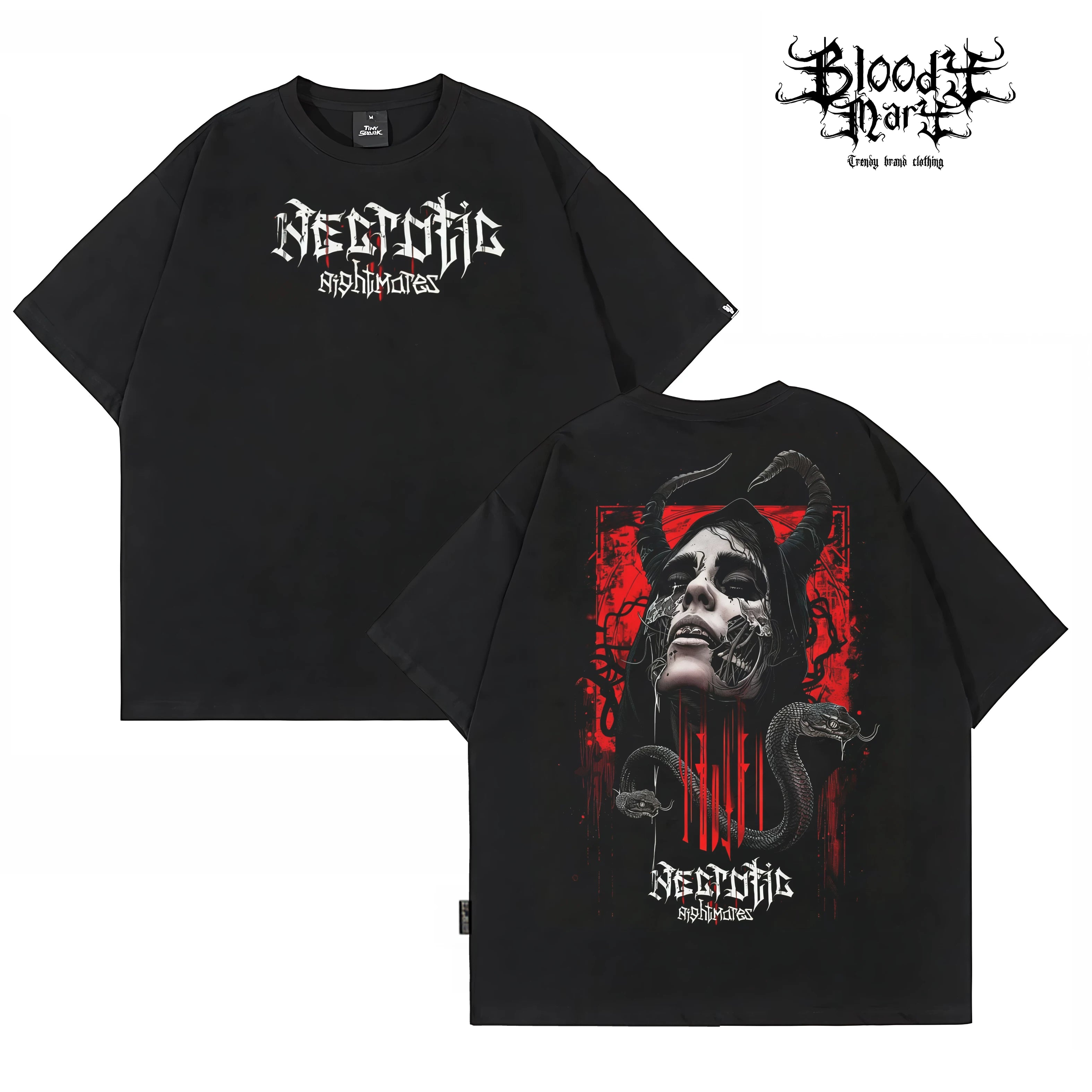 Original trendy brand dark punk skull niche American floral font heavyweight loose hip-hop printed short sleeved T-shirt
