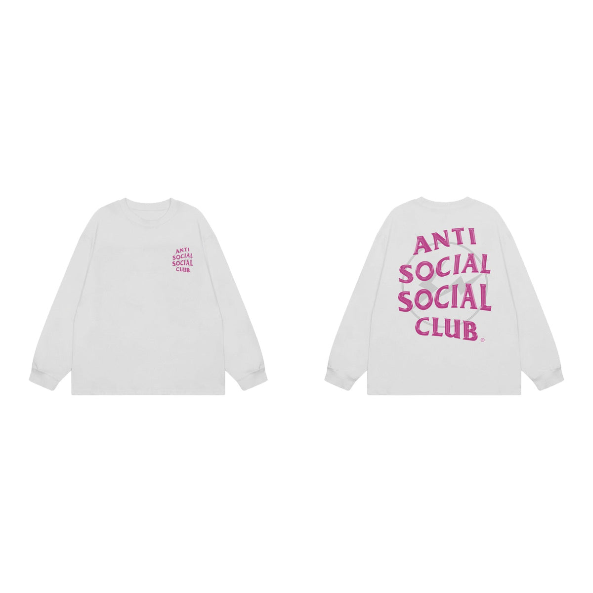 Anti Social Social Club Pink Circle Logo Long Sleeve T-Shirt - White