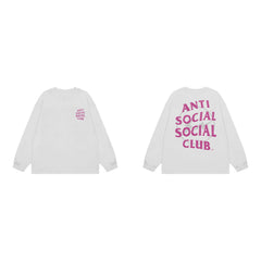 Anti Social Social Club Pink Circle Logo Long Sleeve T-Shirt - White