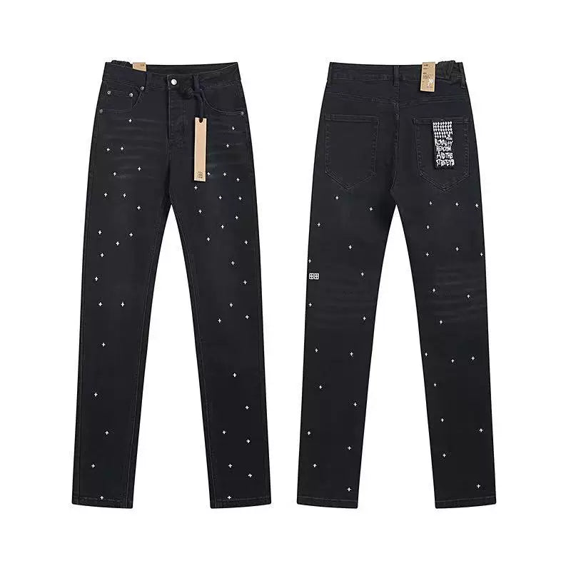 Ksubi Rhinestone & Stud Embellished Denim - Washed Black