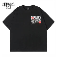 American street retro dollar bill short sleeved loose cotton heavyweight niche hip-hop tattoo artist trendy T-shirt