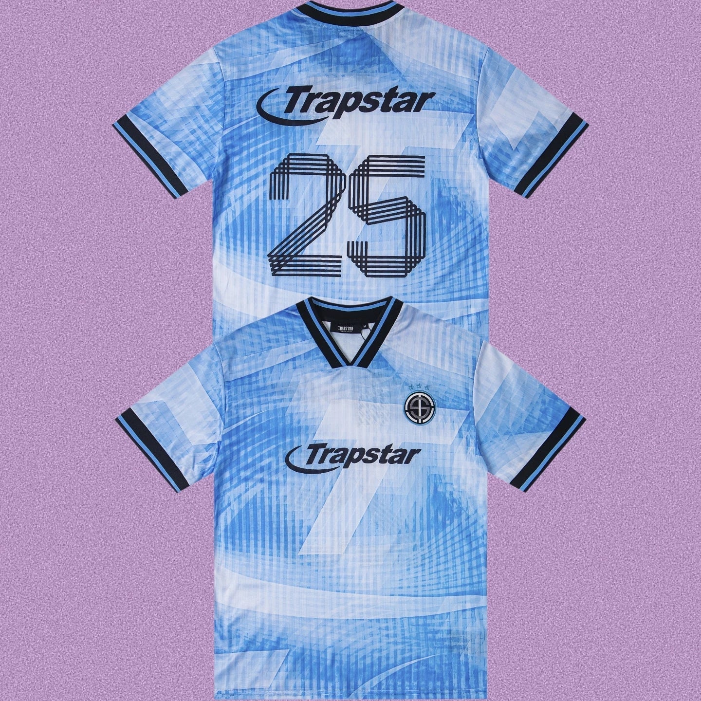Trapstar Camo V-Neck Football Jersey - Sky Blue/White
