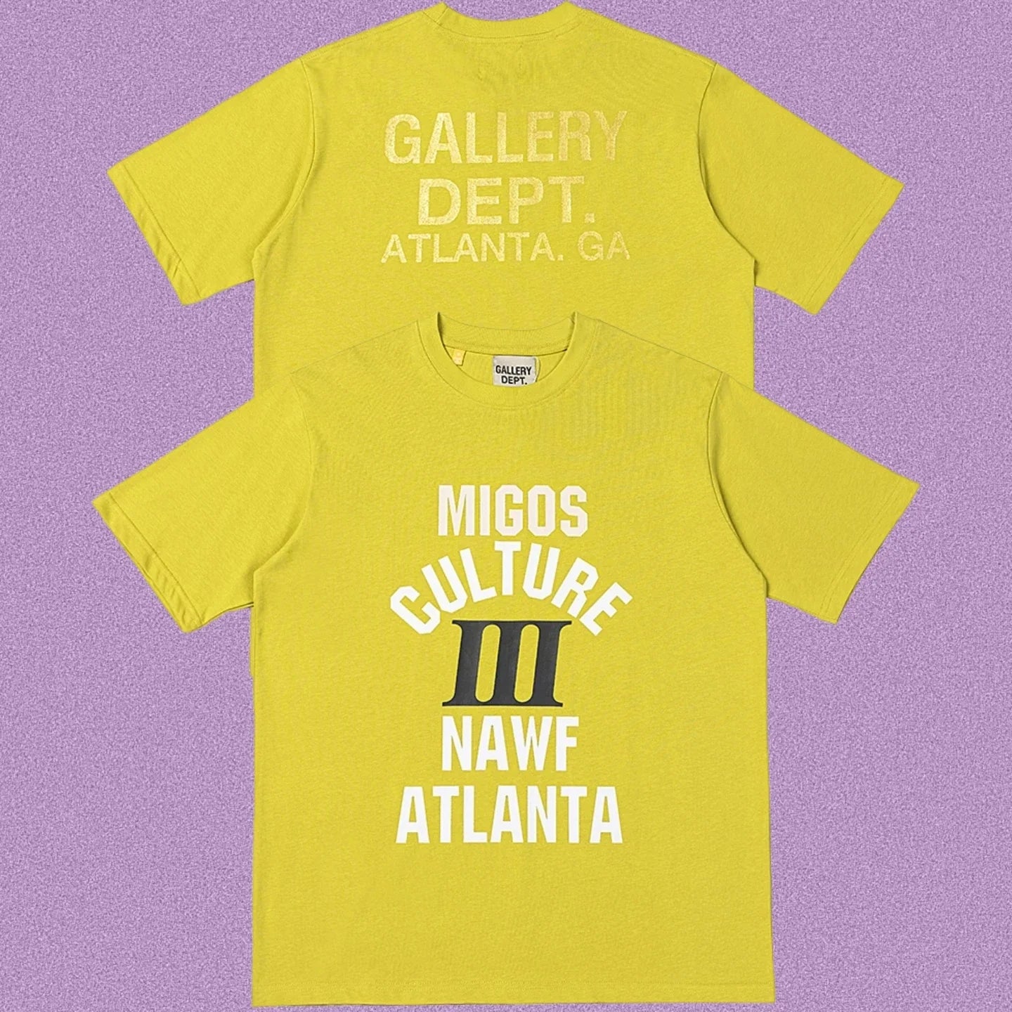 Gallery Dept. x Migos Culture III Short Sleeve T-Shirt - Yellow-Green