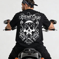 American street double motorcycle short sleeved loose cotton heavyweight niche hip-hop fashion brand tattoo artist T-shirt abstract trend