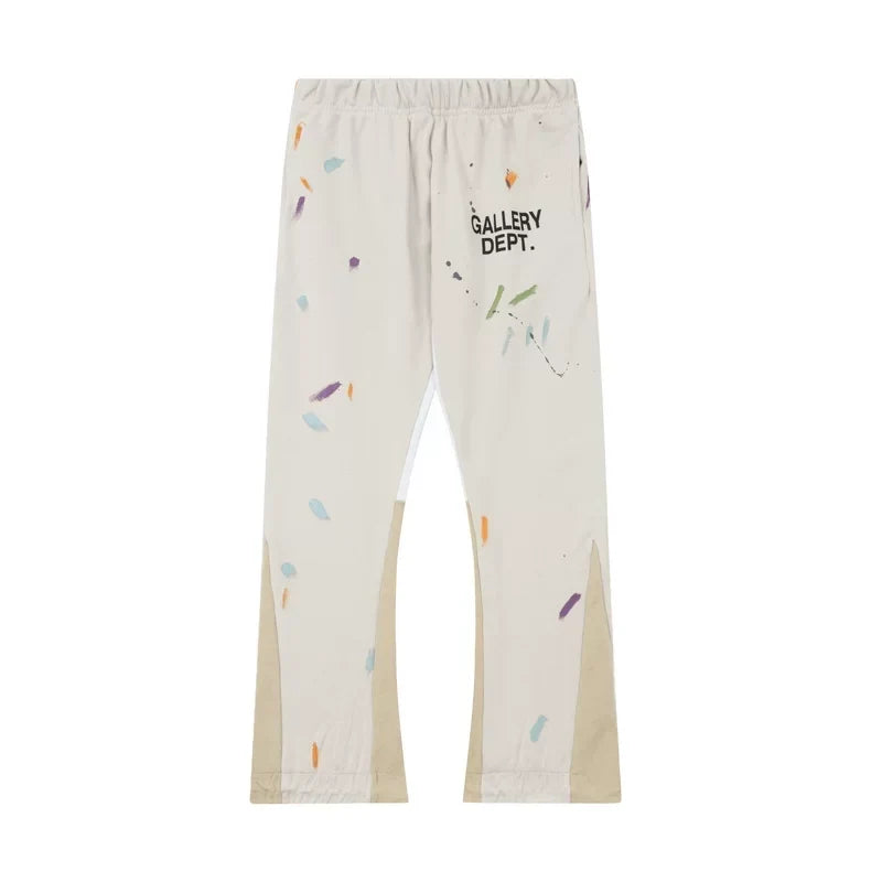 Gallery Dept. Paint Splatter Contrast Panel Sweatpants - Off-White / Cream
