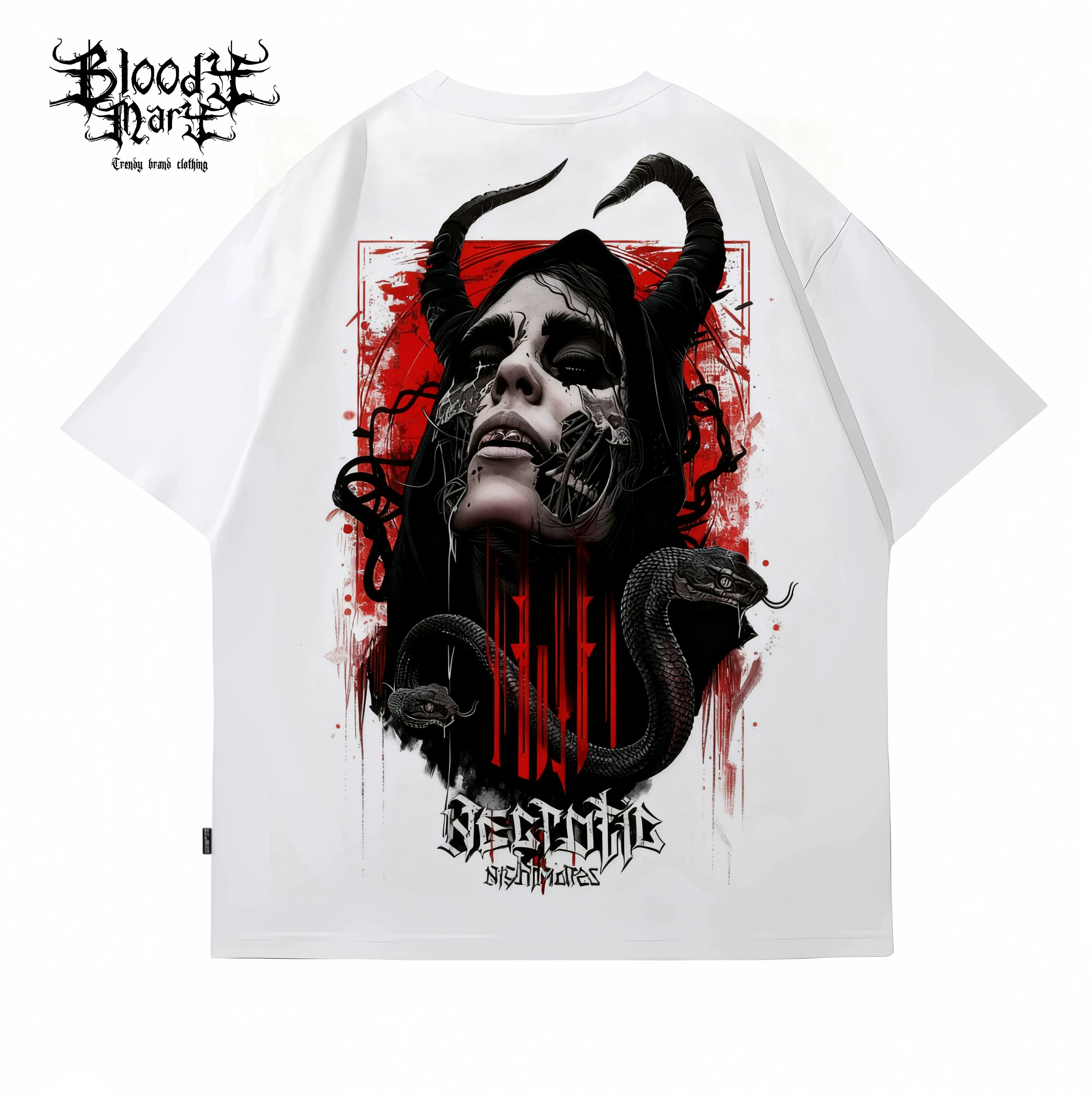 Original trendy brand dark punk skull niche American floral font heavyweight loose hip-hop printed short sleeved T-shirt
