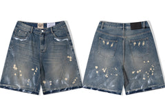 Gallery Dept. Vintage Paint Splatter Denim Shorts - Dark Blue