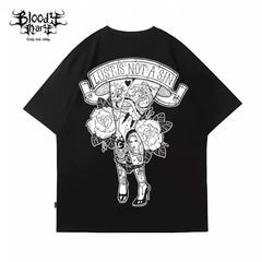 Original trendy brand American street flower font short sleeved men's and women's loose cotton heavyweight niche hip-hop tattoo artist T-shirt