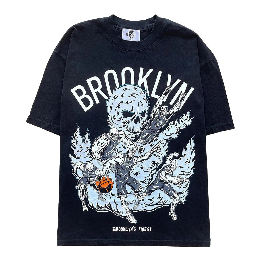 Warren Lotas Brooklyn Skull Basketball T-Shirt - Black
