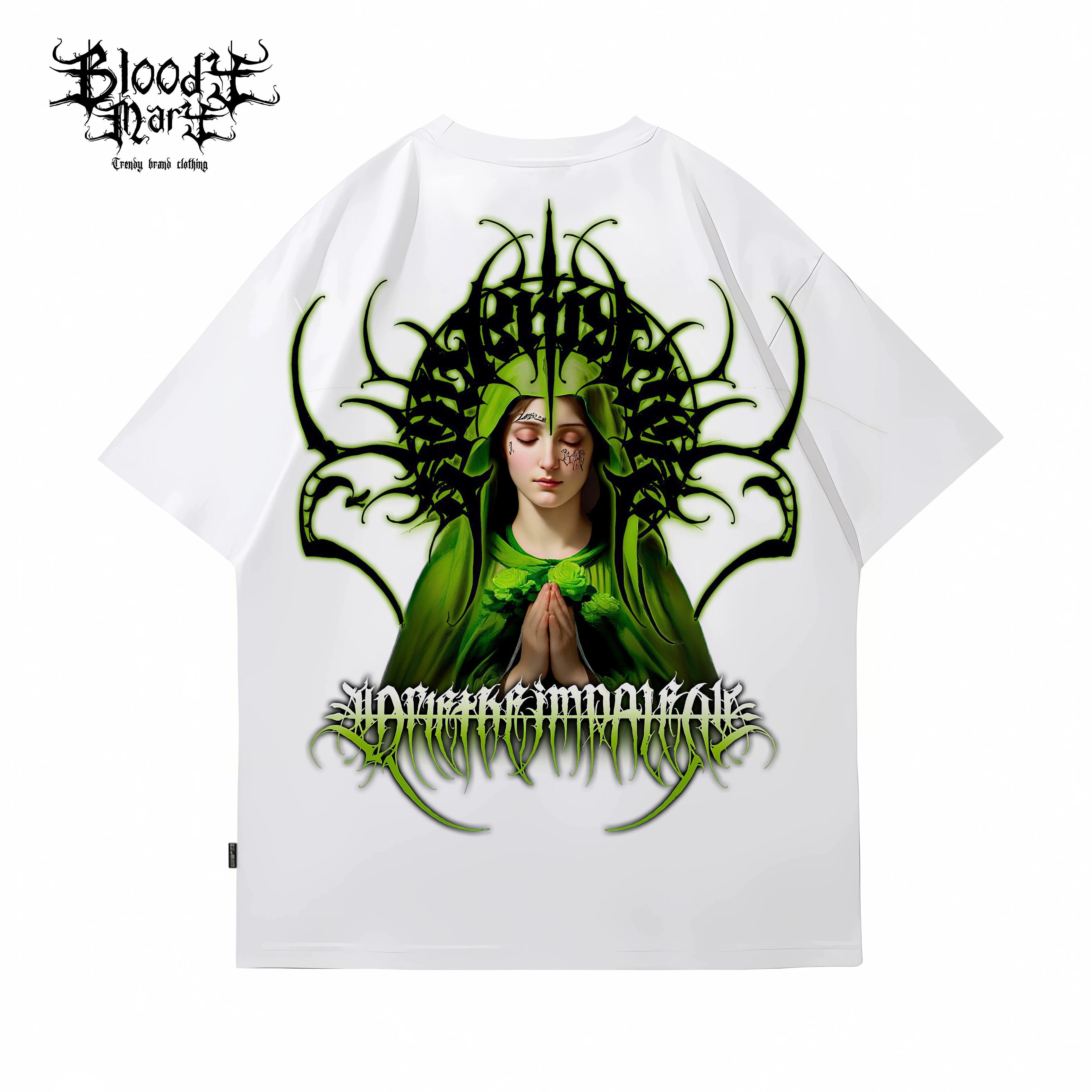 American street retro floral font short sleeved loose cotton heavyweight niche hip-hop tattoo artist trendy T-shirt
