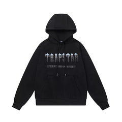 Trapstar Style Autumn/Winter Blue & Black Gradient Logo Hoodie - Black