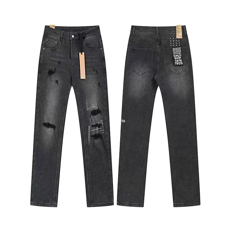 Ksubi Heavy Distress & Hardware Detail Denim - Washed Black