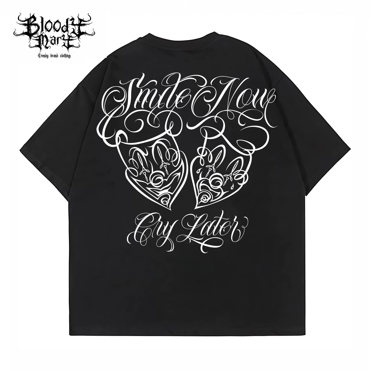 Original Trendy Brand American Street Flower Font Short sleeved Men's and Women's Loose Cotton Heavy duty Niche Hip Hop Clown T-shirt