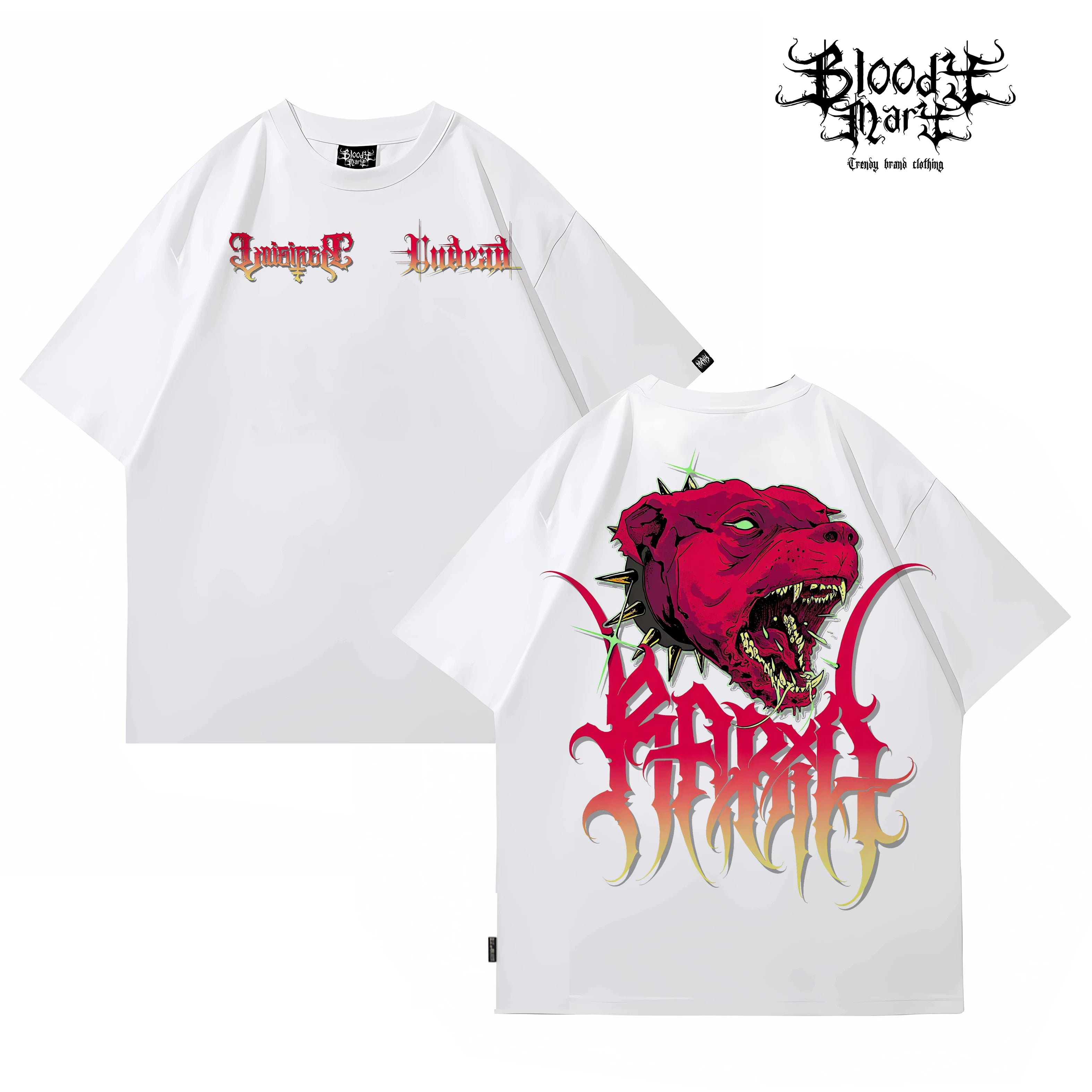 American street retro floral font short sleeved loose cotton heavyweight niche hip-hop tattoo artist trendy T-shirt