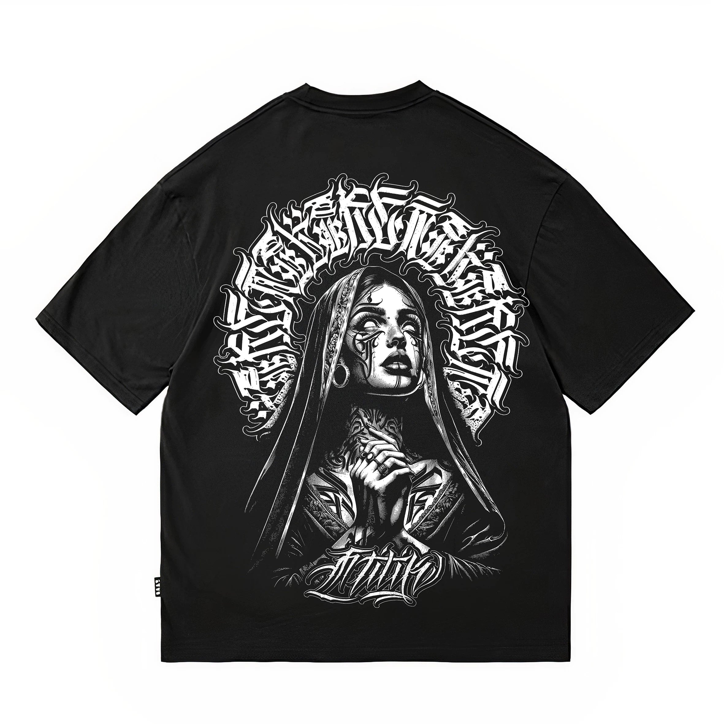 Trendy Tattoo Artist Manga Tattoo West Coast Street Dance Chicano Flower Font Cartoon American Pure Cotton Heavy Weight T-shirt