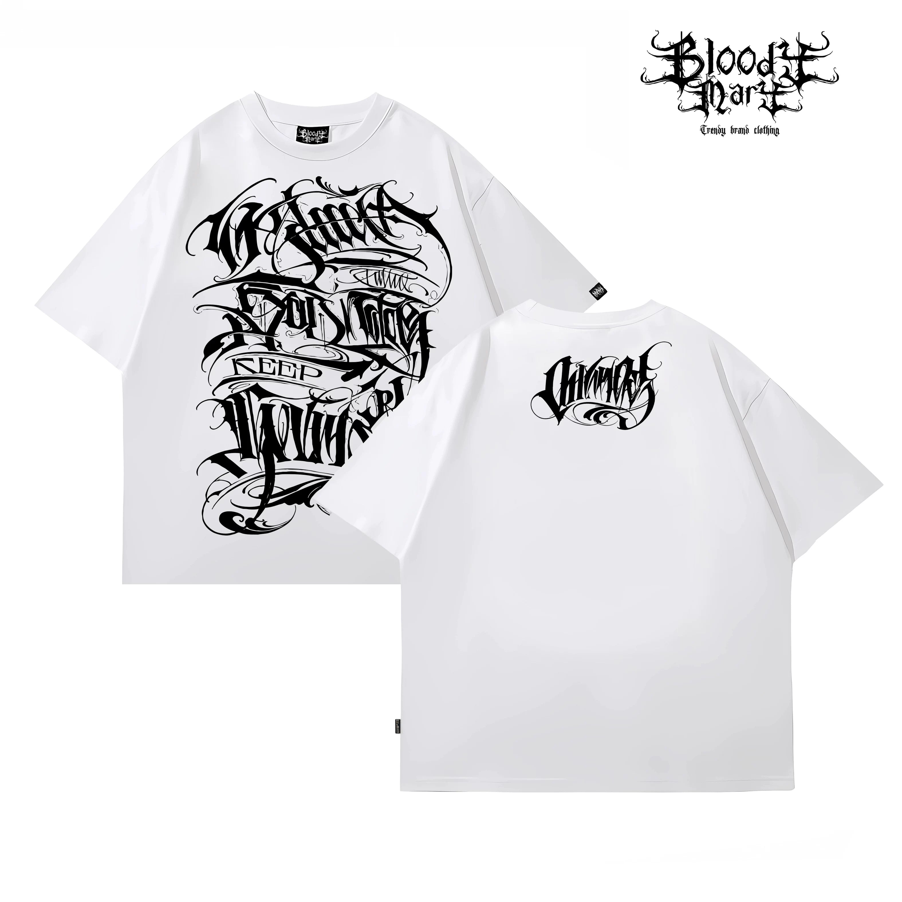 Original Trendy Brand Dark American China-Chic Huati Tattoo Master Small Crew Neck Personalized Rock and Roll Print Hip Hop T-shirt