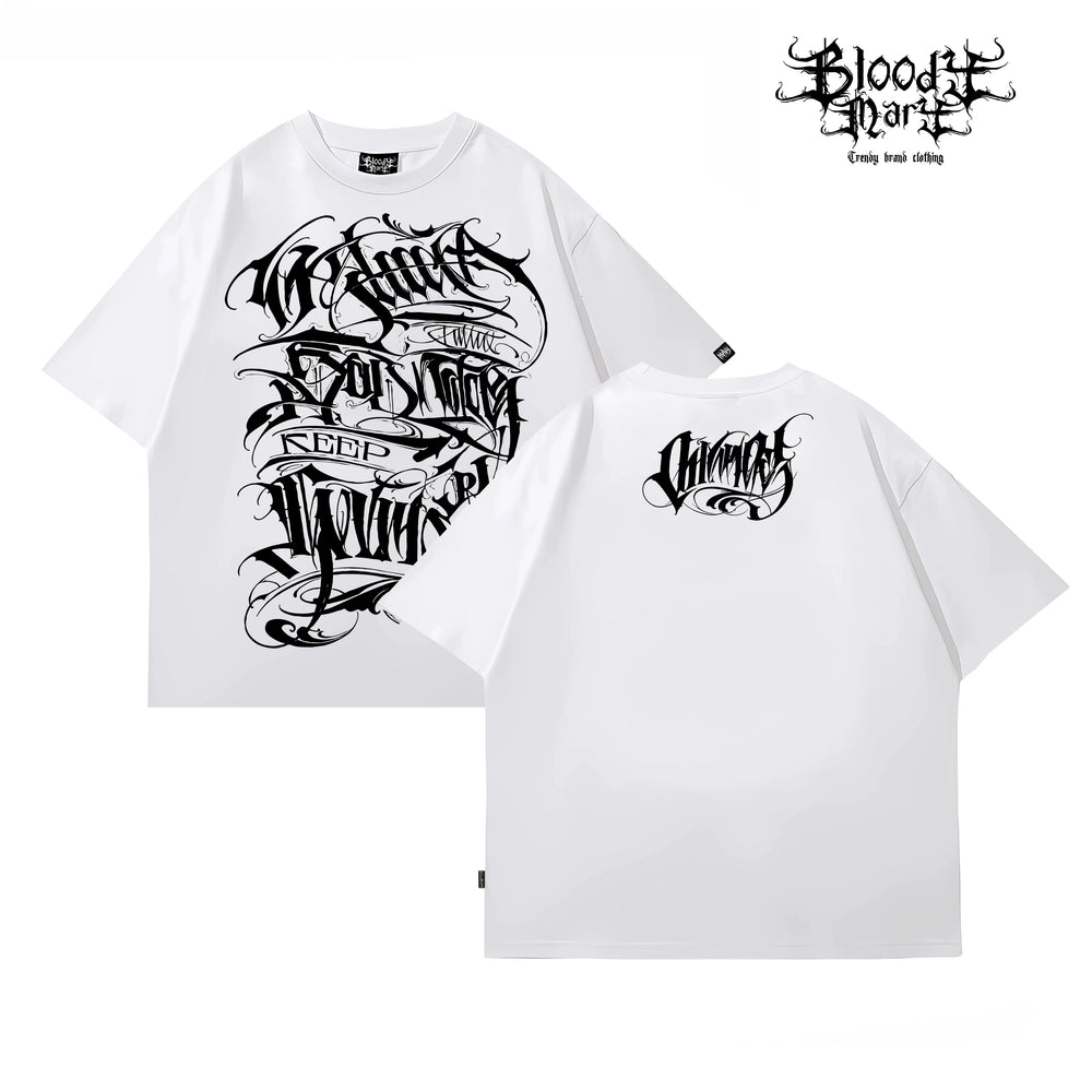 Original Trendy Brand Dark American China-Chic Huati Tattoo Master Small Crew Neck Personalized Rock and Roll Print Hip Hop T-shirt