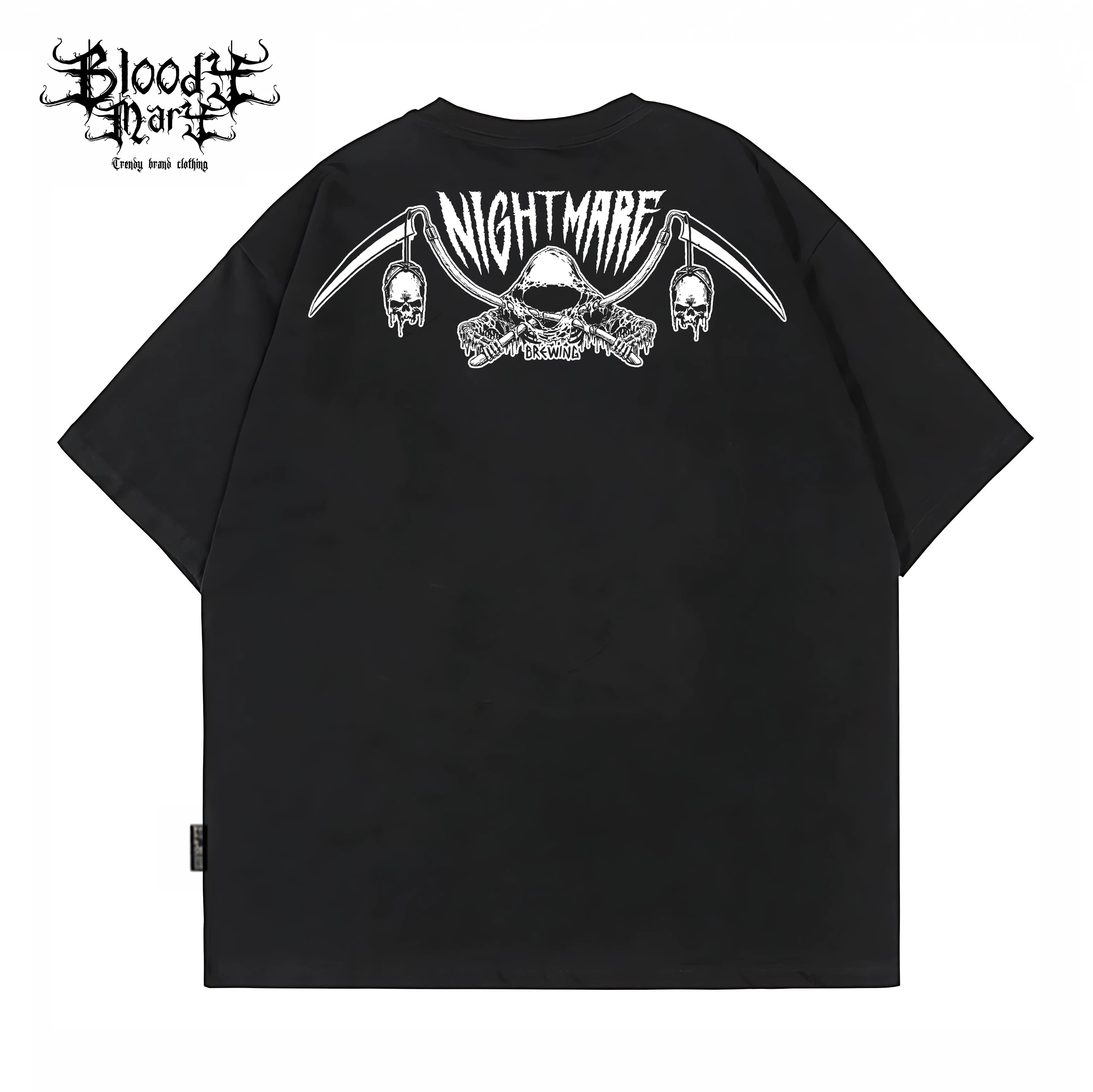 Original American Chicano Flower Font Heavy Cotton Skull Hip Hop Tattoo Artist Trendy Brand Round Neck West Coast T-shirt