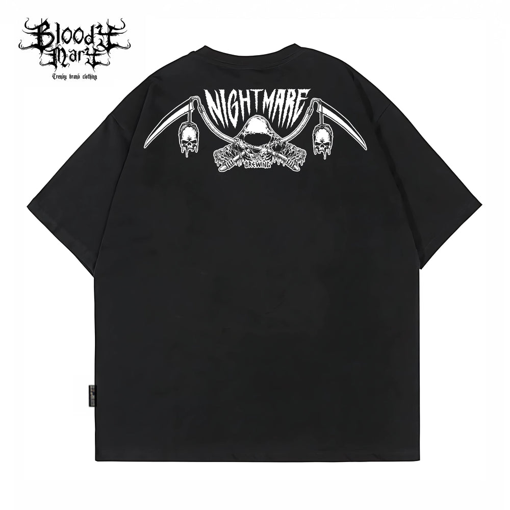 Original American Chicano Flower Font Heavy Cotton Skull Hip Hop Tattoo Artist Trendy Brand Round Neck West Coast T-shirt