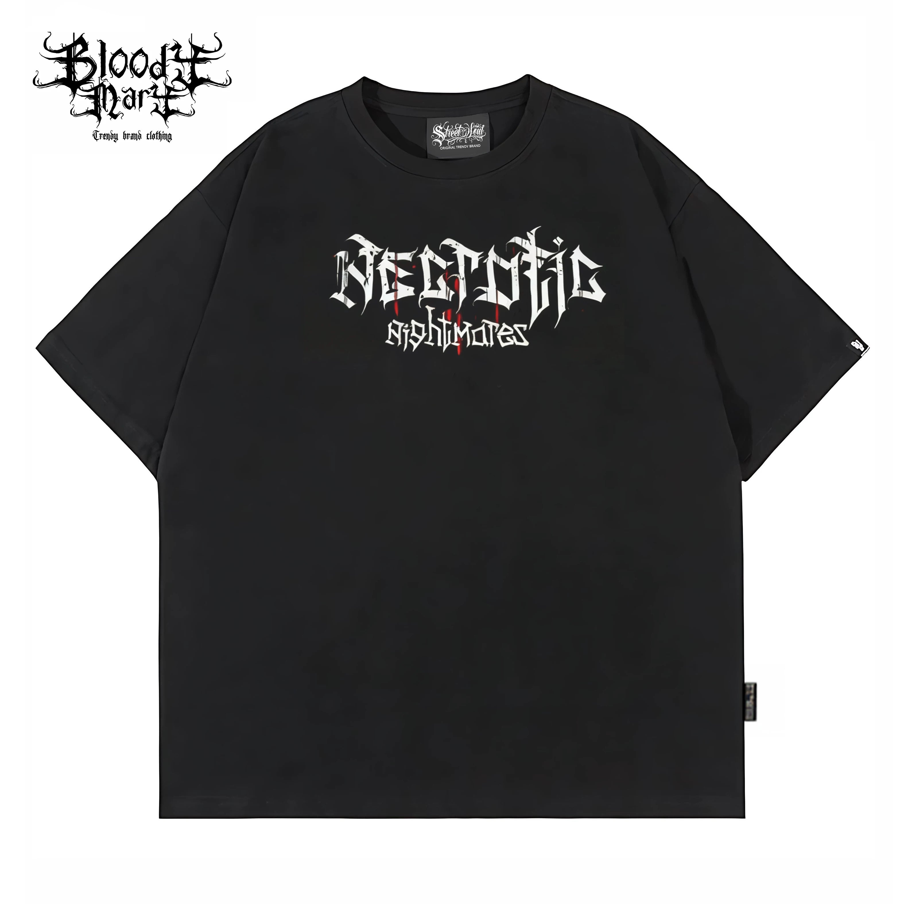 Original trendy brand dark punk skull niche American floral font heavyweight loose hip-hop printed short sleeved T-shirt