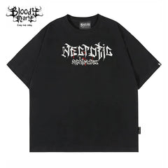 Original trendy brand dark punk skull niche American floral font heavyweight loose hip-hop printed short sleeved T-shirt