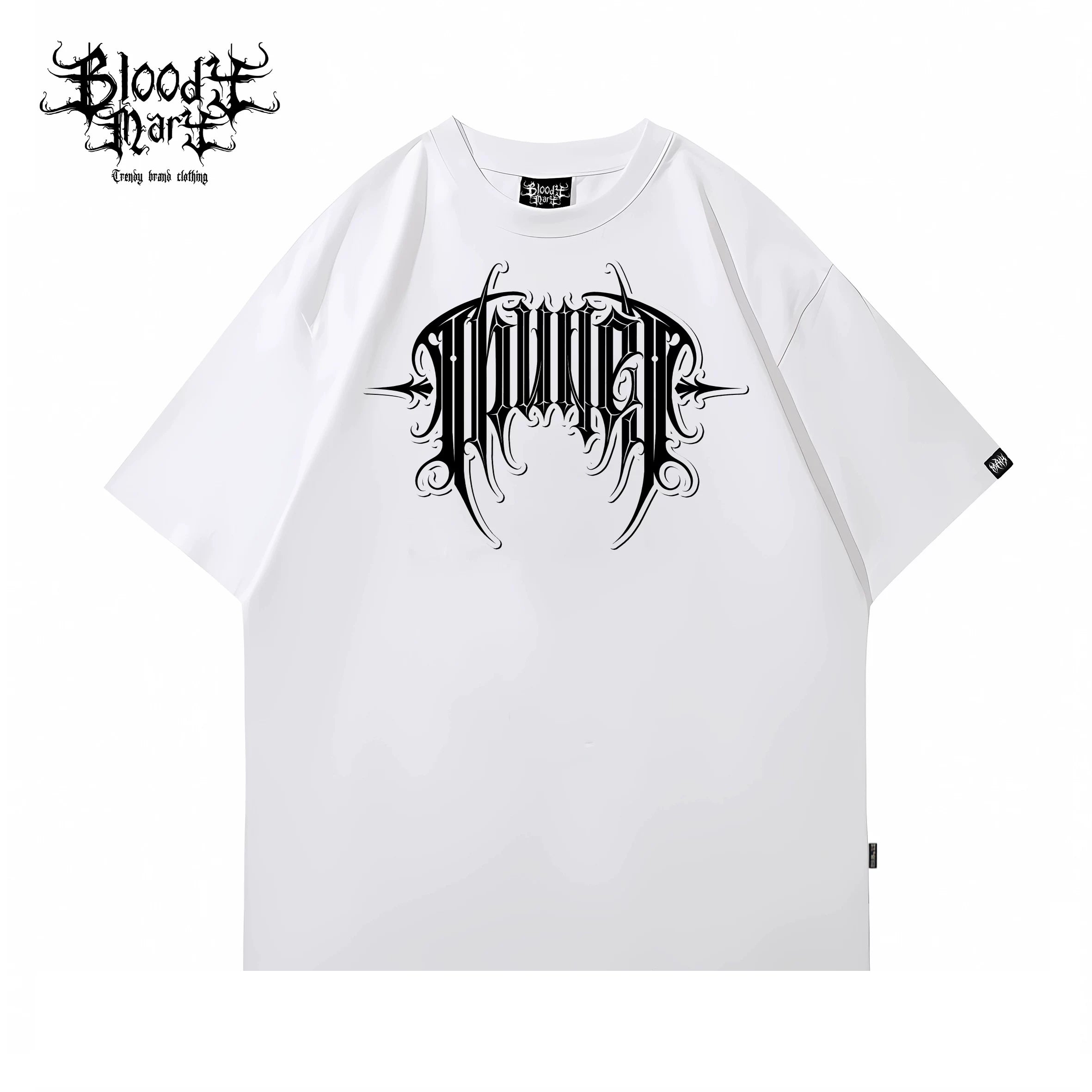 Original Trendy Brand American Street Thug Flower Font Short Sleeve Men's and Women's Loose Cotton Heavy Weight Niche Hip Hop T-shirt