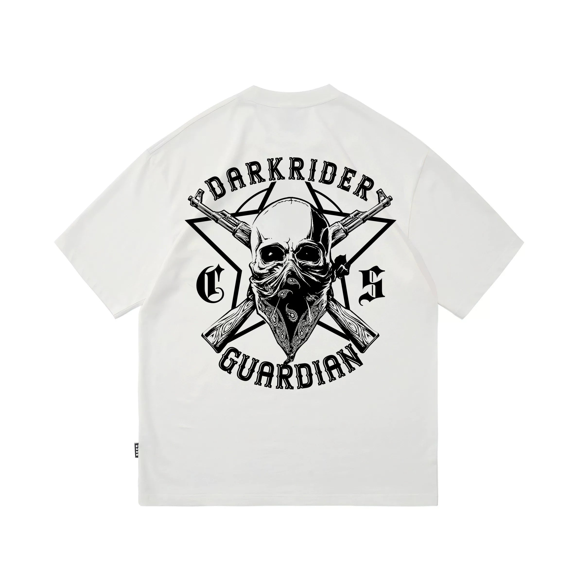 Hip hop skull print short sleeved T-shirt for men and women, loose shoulder sleeves, pure cotton, white trendy brand top, trendy street cotton