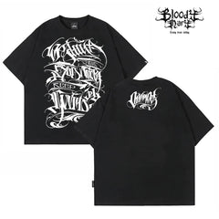 Original Trendy Brand Dark American China-Chic Huati Tattoo Master Small Crew Neck Personalized Rock and Roll Print Hip Hop T-shirt