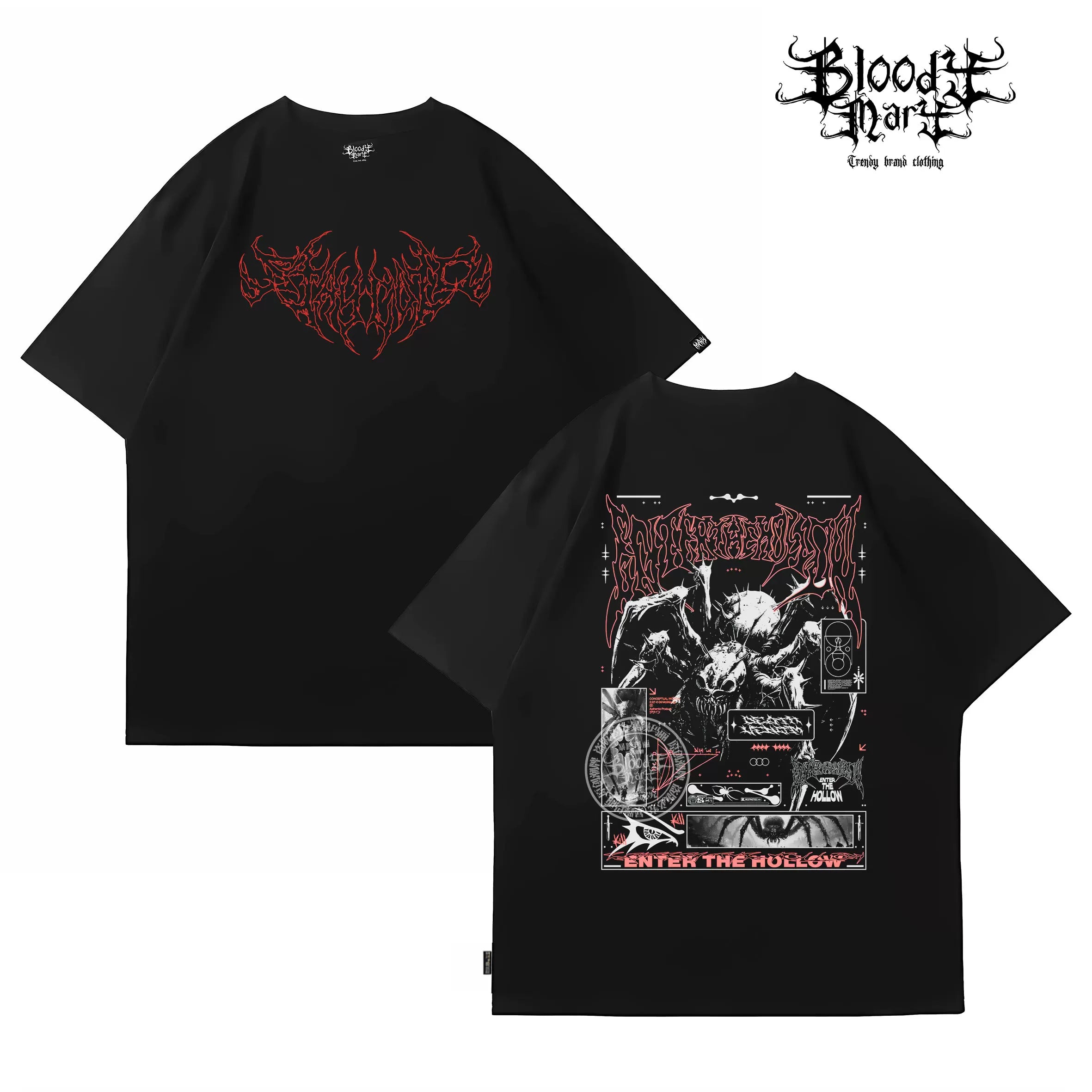 Trendy American Street Hip Hop Dark Gothic Printed Short Sleeve T-shirt Loose Couple Top