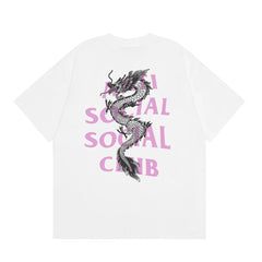 Anti Social Social Club Dragon Pink Logo T-Shirt - White