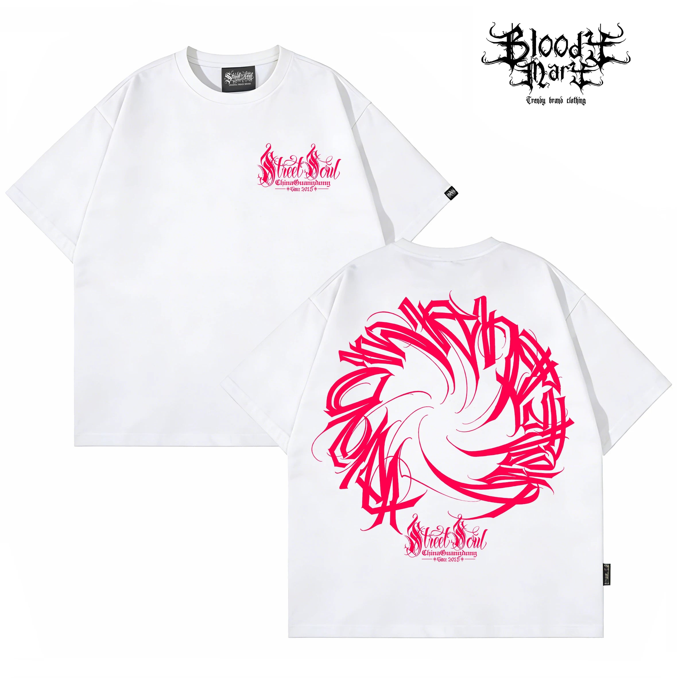 Trendy brand floral font hip-hop street style short sleeved West Coast Chicano T-shirt men's black letter print oversiz