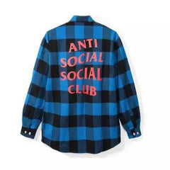 Anti Social Social Club Plaid Flannel Shirt - Blue/Orange-Red