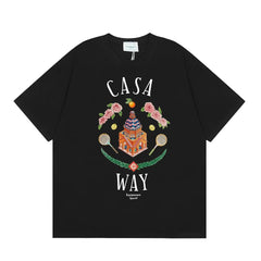 Casablanca "Casa Way" Architectural & Floral T-Shirt - Black