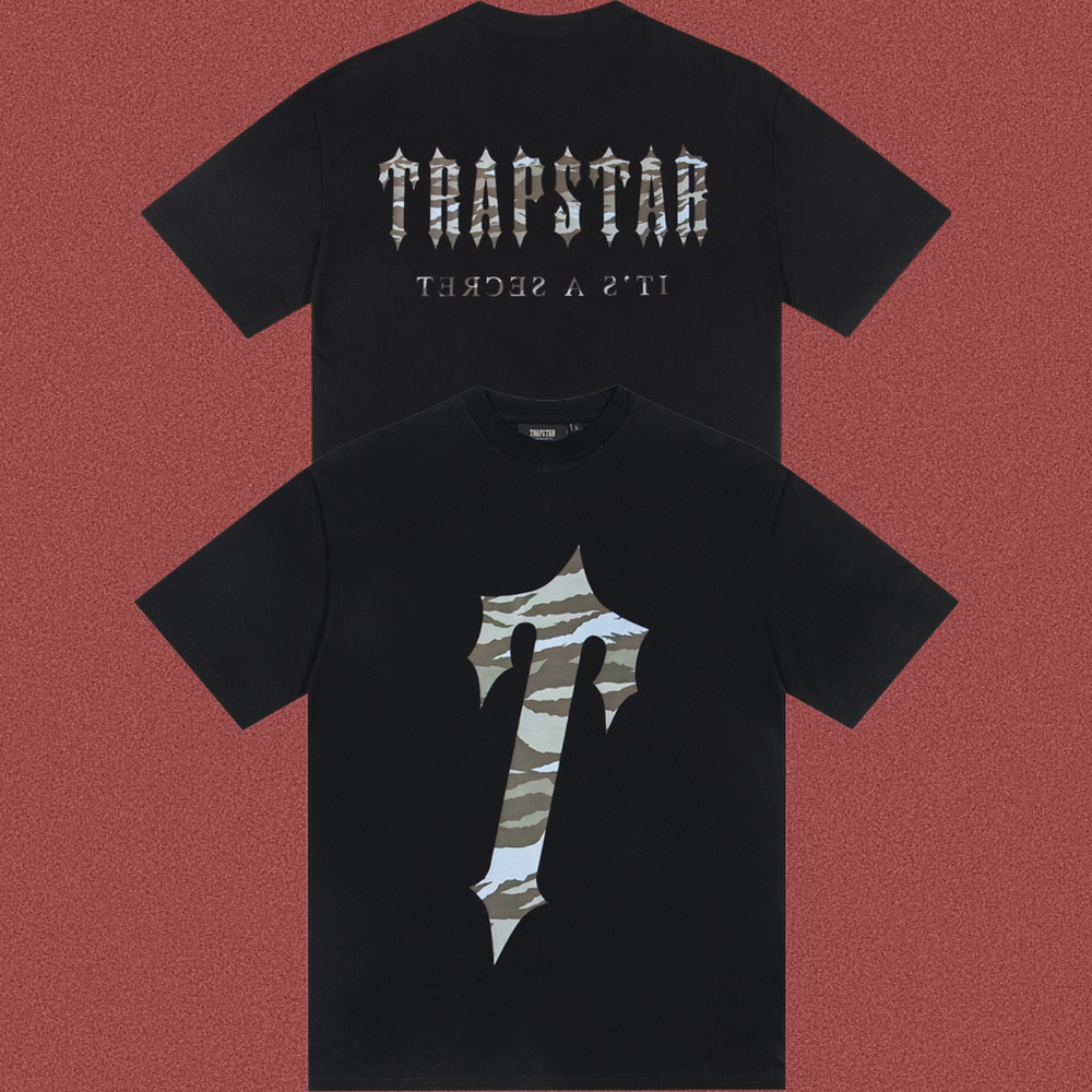 Trapstar Camo Fill Gothic Logo & Arch Tee - Black